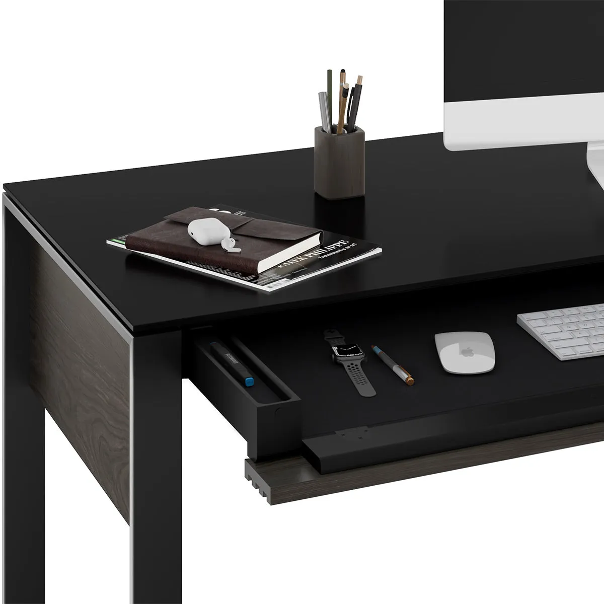 BDI Corridor 6501 Desk with Keyboard Drawer (Charcoal Stained Ash)