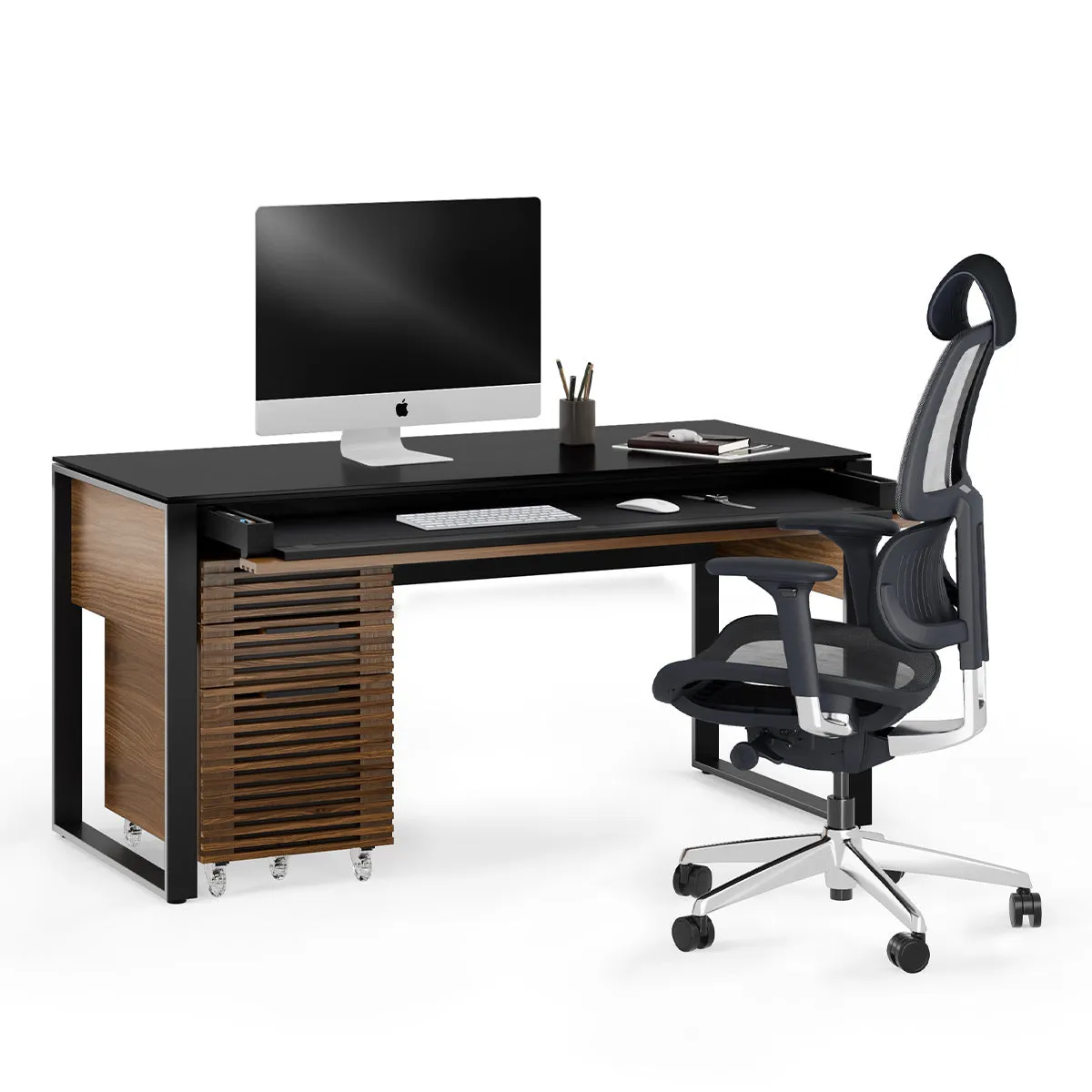 BDI Corridor 6501 Desk with Keyboard Drawer (Natural Walnut)