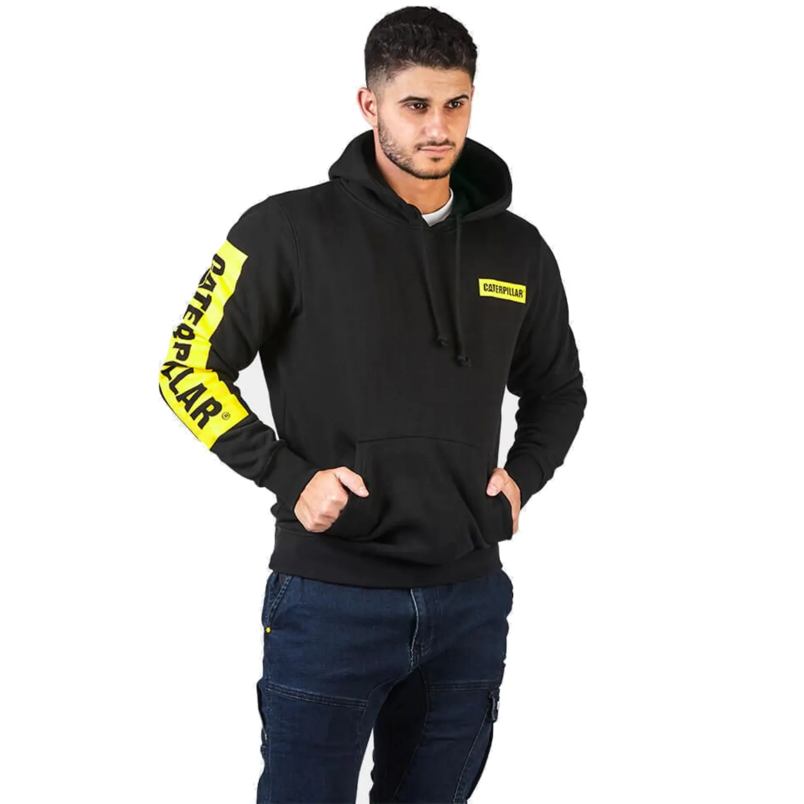 Caterpillar Icon Block Hooded Sweatshits Mens Jacket Adjustable