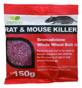 Country Bromadiolone Wheat Rat & Mouse Bait 150g Sachet
