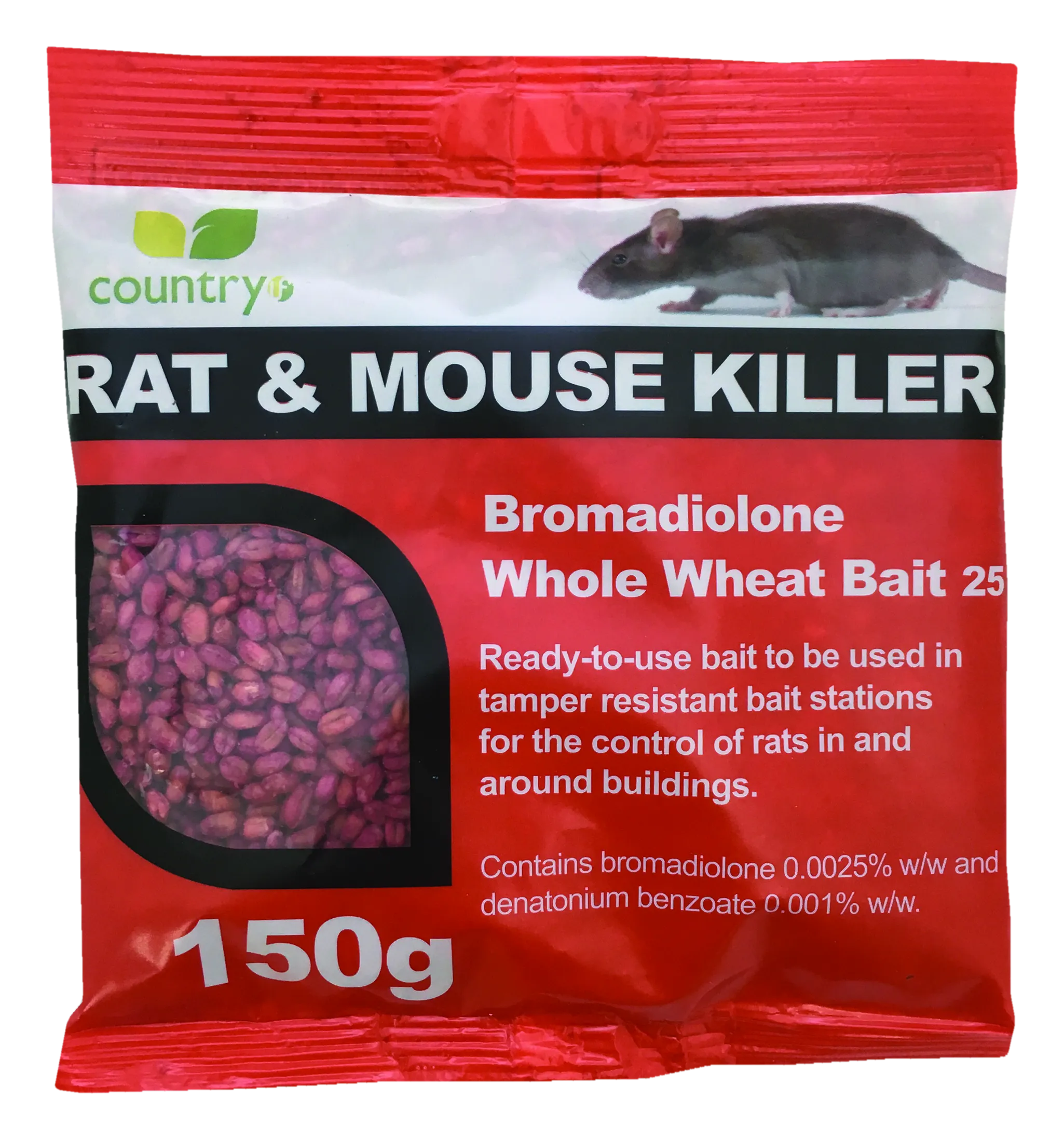 Country Bromadiolone Wheat Rat & Mouse Bait 150g Sachet