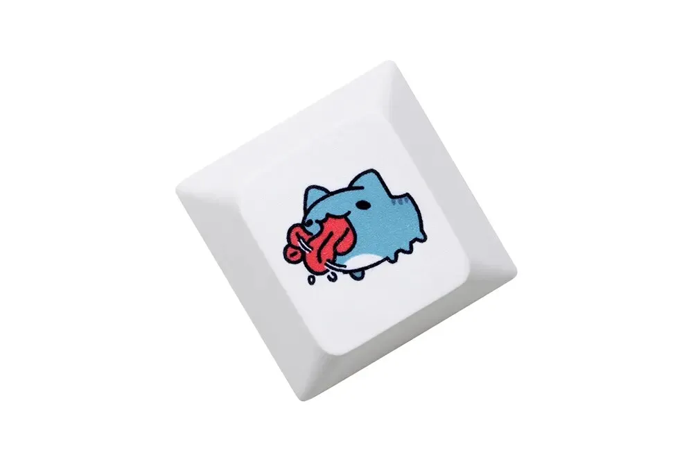Cute Blue Cat Cherry profile Keycap Meme Keycap Dye Subbed keycaps for mx stem Gaming Mechanical Keyboards Funny Cherry Profile Kitty