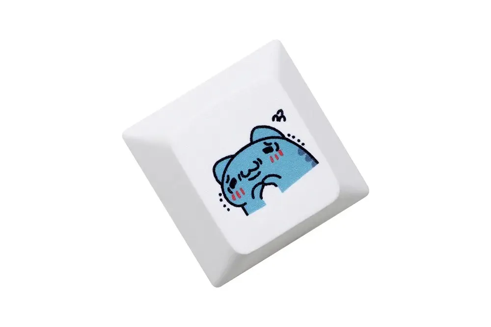 Cute Blue Cat Cherry profile Keycap Meme Keycap Dye Subbed keycaps for mx stem Gaming Mechanical Keyboards Funny Cherry Profile Kitty