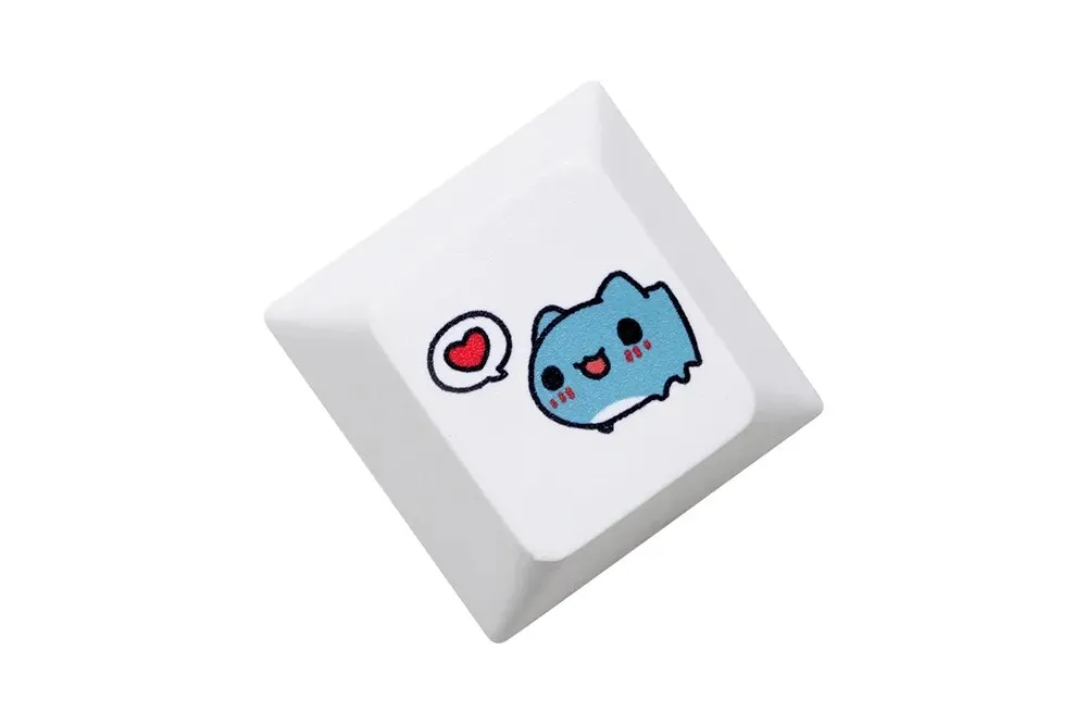 Cute Blue Cat Cherry profile Keycap Meme Keycap Dye Subbed keycaps for mx stem Gaming Mechanical Keyboards Funny Cherry Profile Kitty