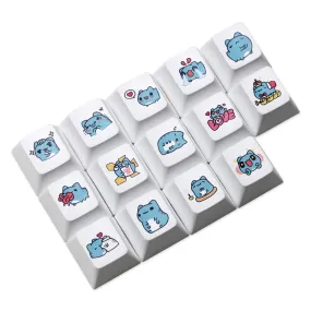Cute Blue Cat Cherry profile Keycap Meme Keycap Dye Subbed keycaps for mx stem Gaming Mechanical Keyboards Funny Cherry Profile Kitty