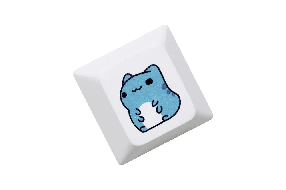 Cute Blue Cat Cherry profile Keycap Meme Keycap Dye Subbed keycaps for mx stem Gaming Mechanical Keyboards Funny Cherry Profile Kitty