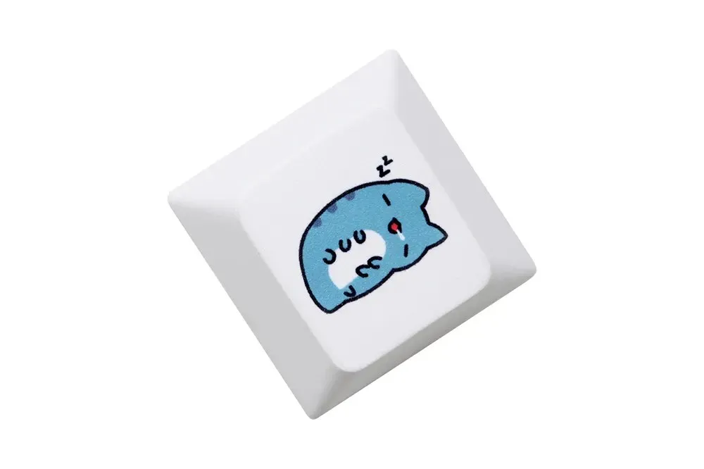 Cute Blue Cat Cherry profile Keycap Meme Keycap Dye Subbed keycaps for mx stem Gaming Mechanical Keyboards Funny Cherry Profile Kitty