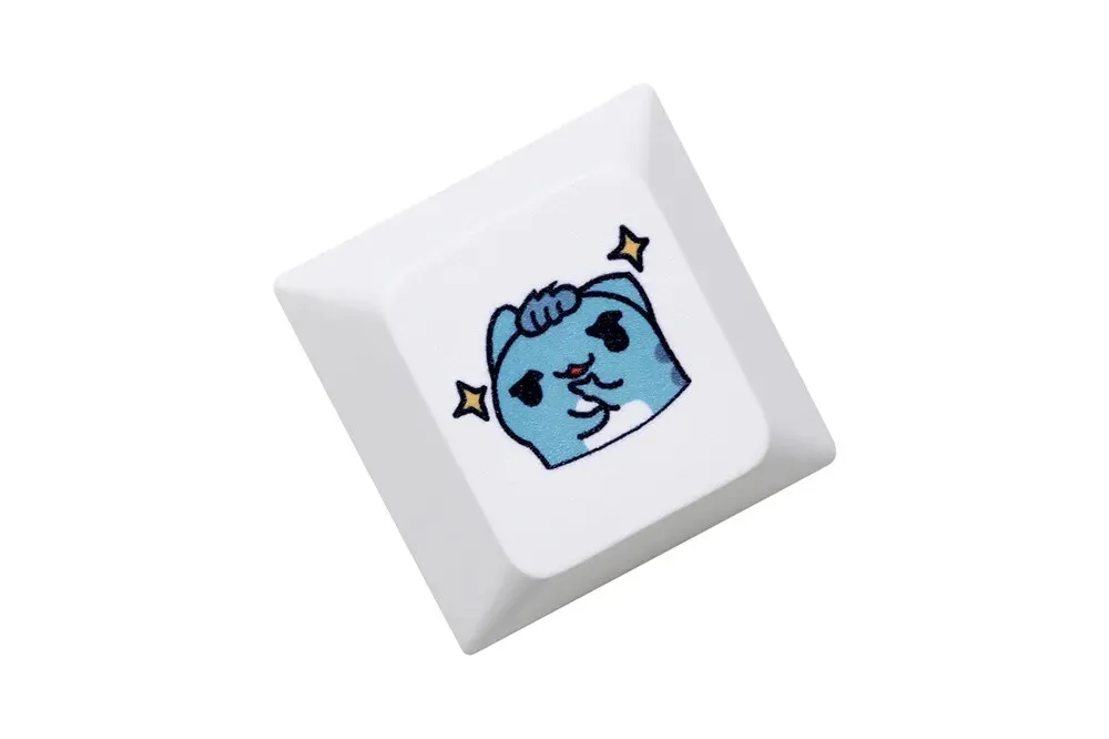 Cute Blue Cat Cherry profile Keycap Meme Keycap Dye Subbed keycaps for mx stem Gaming Mechanical Keyboards Funny Cherry Profile Kitty