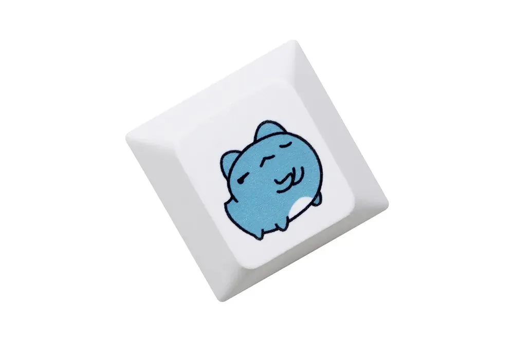 Cute Blue Cat Cherry profile Keycap Meme Keycap Dye Subbed keycaps for mx stem Gaming Mechanical Keyboards Funny Cherry Profile Kitty