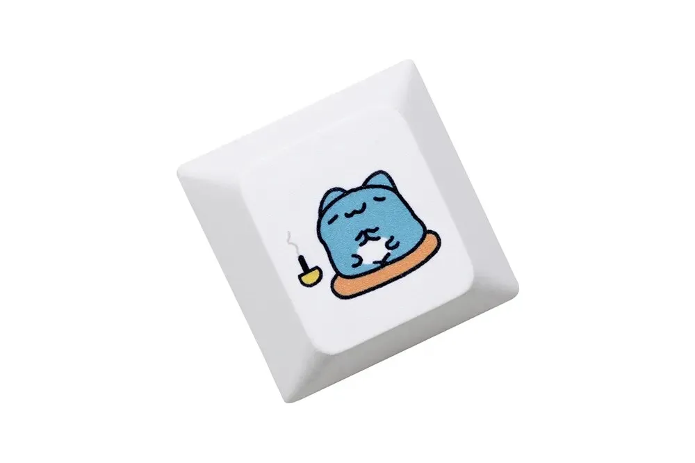 Cute Blue Cat Cherry profile Keycap Meme Keycap Dye Subbed keycaps for mx stem Gaming Mechanical Keyboards Funny Cherry Profile Kitty