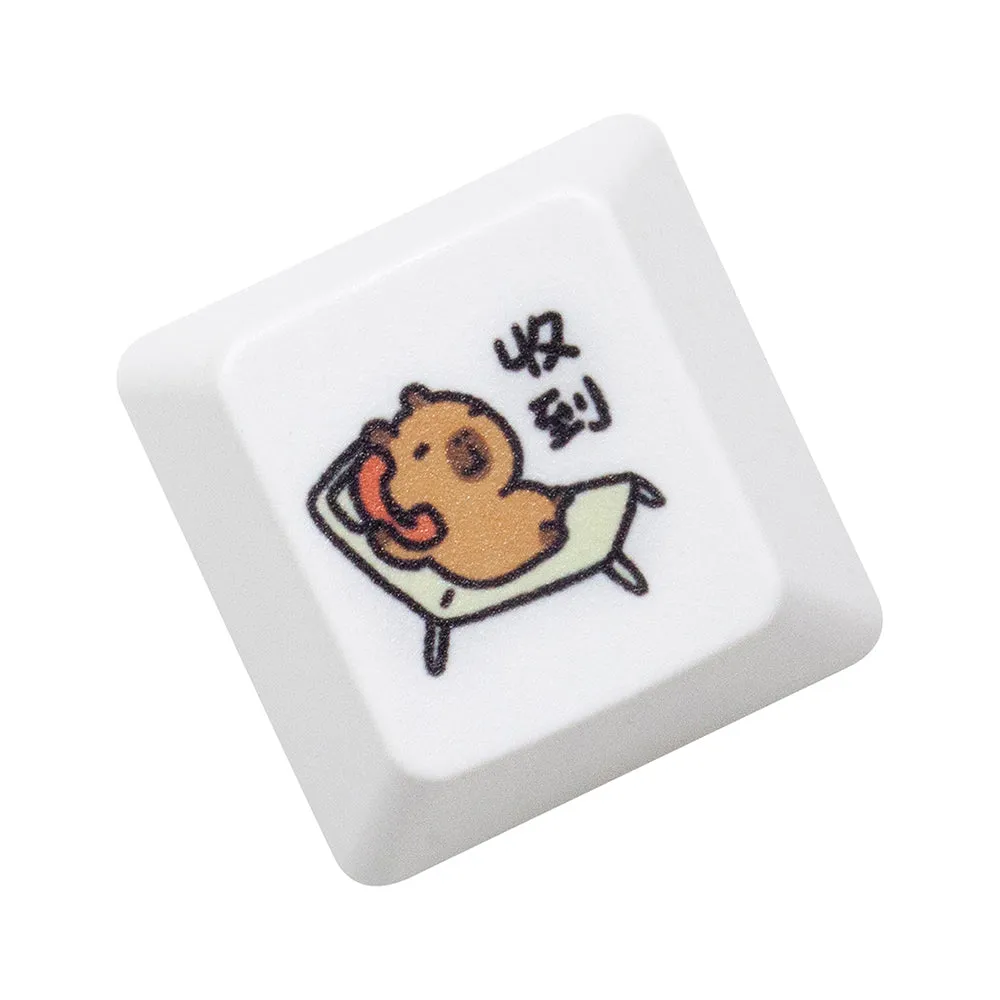 Cute Capybara Keycap Meme Keycap Dye Subbed keycaps for mx stem Gaming Mechanical Keyboards White Shui tun OEM Profile