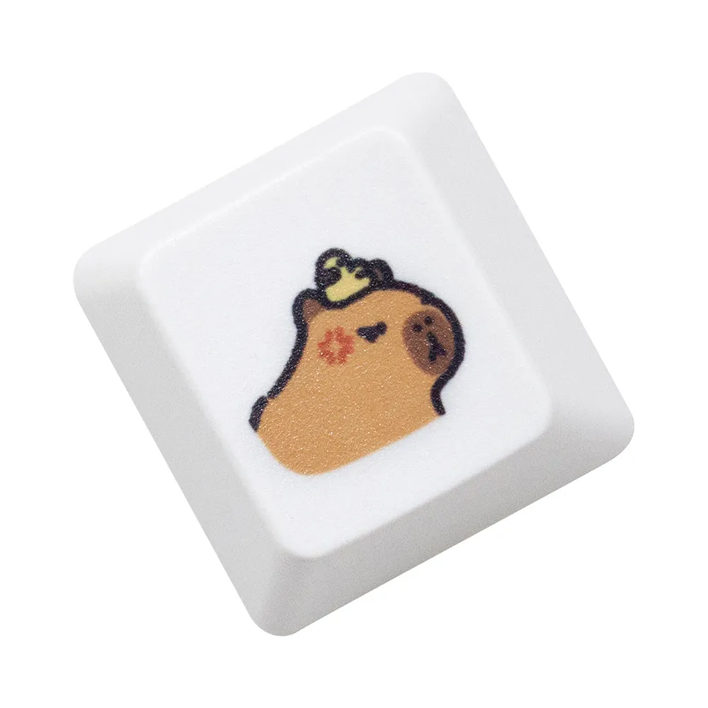 Cute Capybara Keycap Meme Keycap Dye Subbed keycaps for mx stem Gaming Mechanical Keyboards White Shui tun OEM Profile