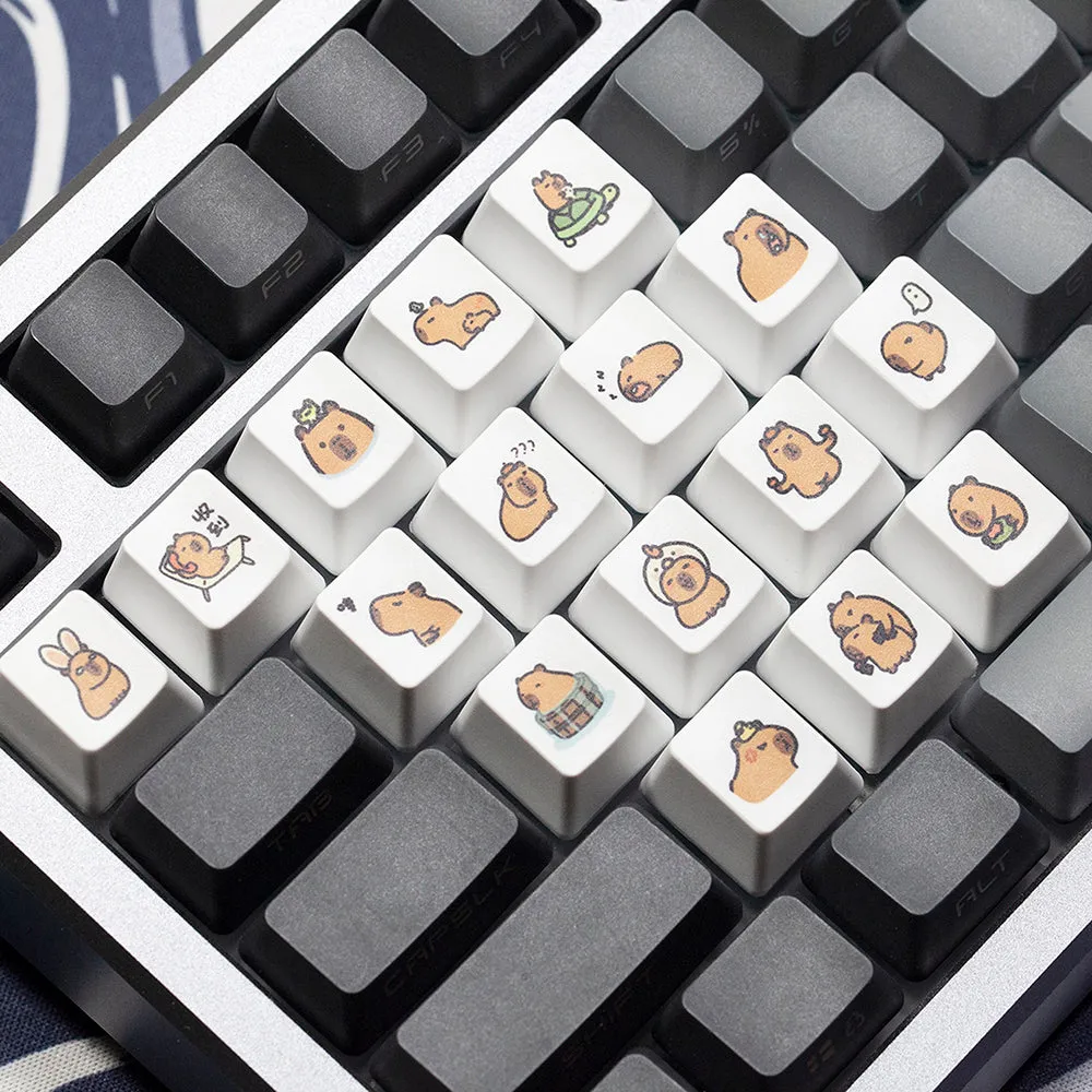 Cute Capybara Keycap Meme Keycap Dye Subbed keycaps for mx stem Gaming Mechanical Keyboards White Shui tun OEM Profile