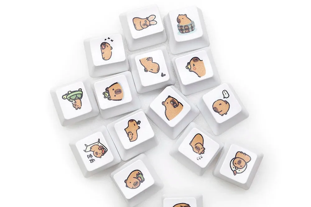 Cute Capybara Keycap Meme Keycap Dye Subbed keycaps for mx stem Gaming Mechanical Keyboards White Shui tun OEM Profile