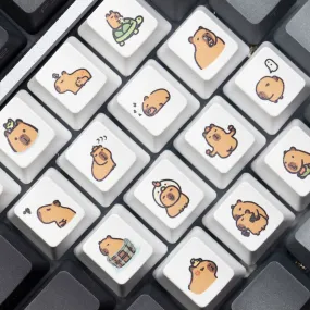 Cute Capybara Keycap Meme Keycap Dye Subbed keycaps for mx stem Gaming Mechanical Keyboards White Shui tun OEM Profile