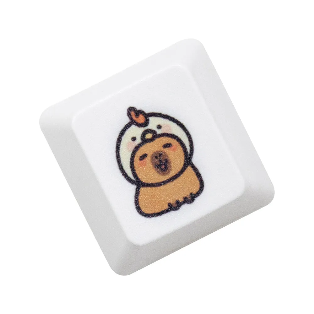 Cute Capybara Keycap Meme Keycap Dye Subbed keycaps for mx stem Gaming Mechanical Keyboards White Shui tun OEM Profile