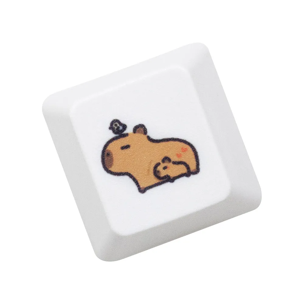 Cute Capybara Keycap Meme Keycap Dye Subbed keycaps for mx stem Gaming Mechanical Keyboards White Shui tun OEM Profile