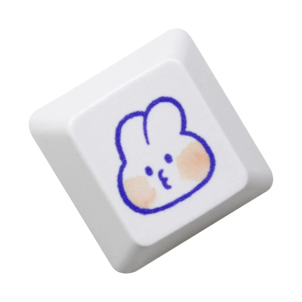 Cute Little Bunny Keycap Rabbit Meme Keycap Dye Subbed keycaps for mx stem Gaming Mechanical Keyboards White Strawberry