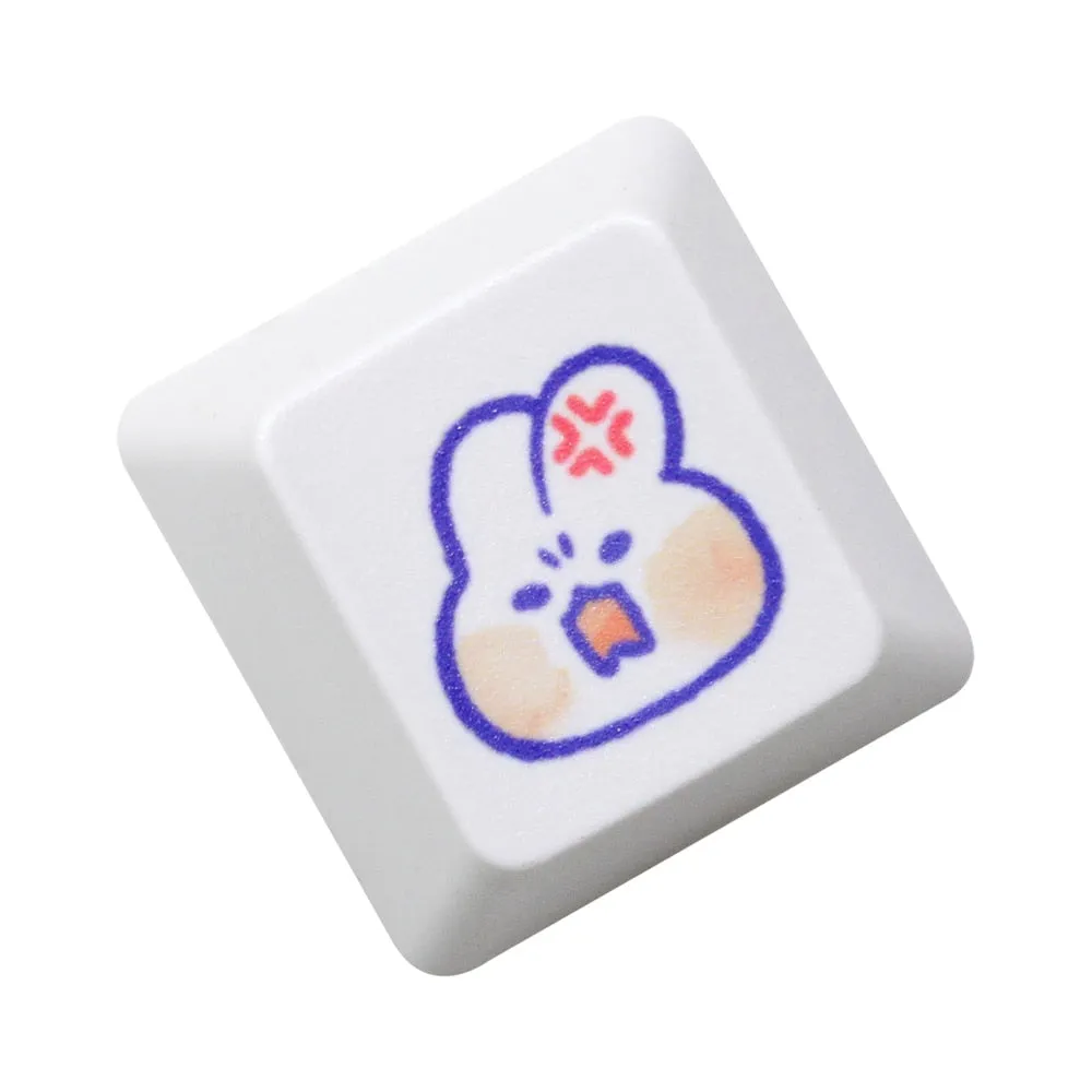 Cute Little Bunny Keycap Rabbit Meme Keycap Dye Subbed keycaps for mx stem Gaming Mechanical Keyboards White Strawberry