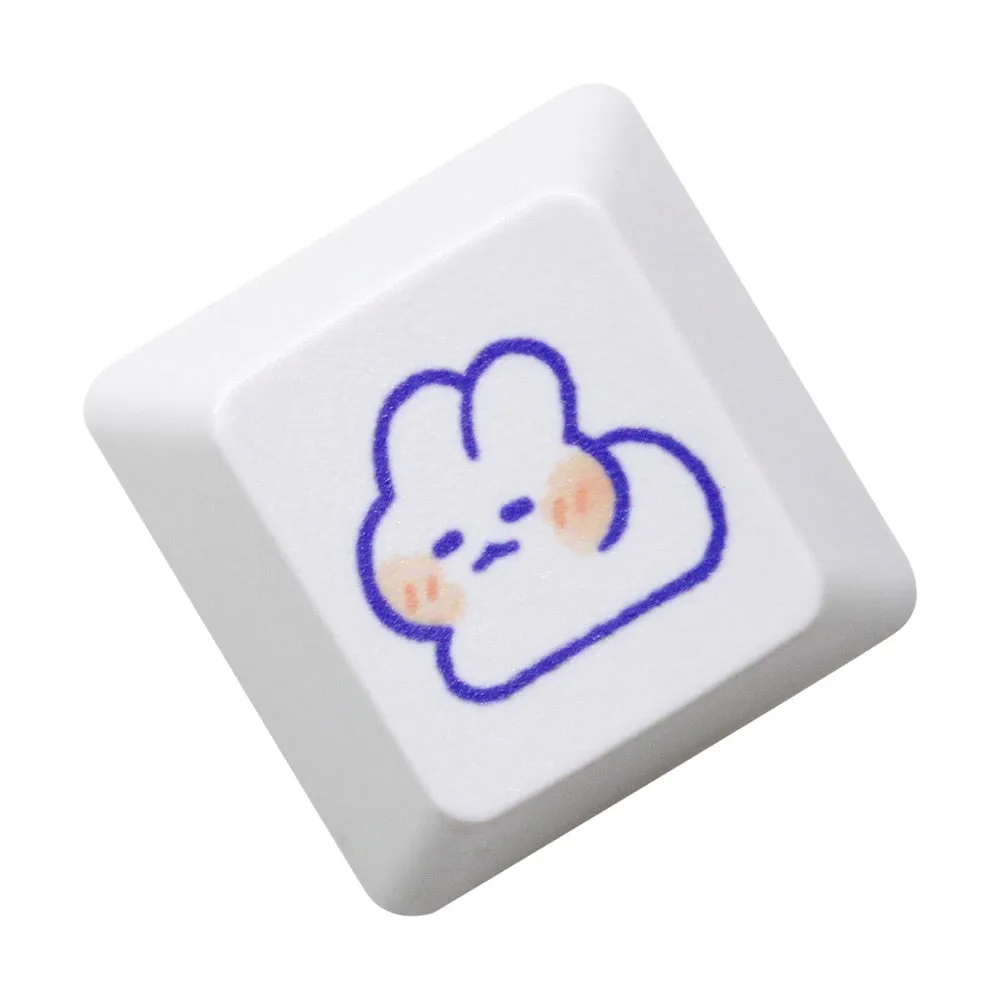 Cute Little Bunny Keycap Rabbit Meme Keycap Dye Subbed keycaps for mx stem Gaming Mechanical Keyboards White Strawberry