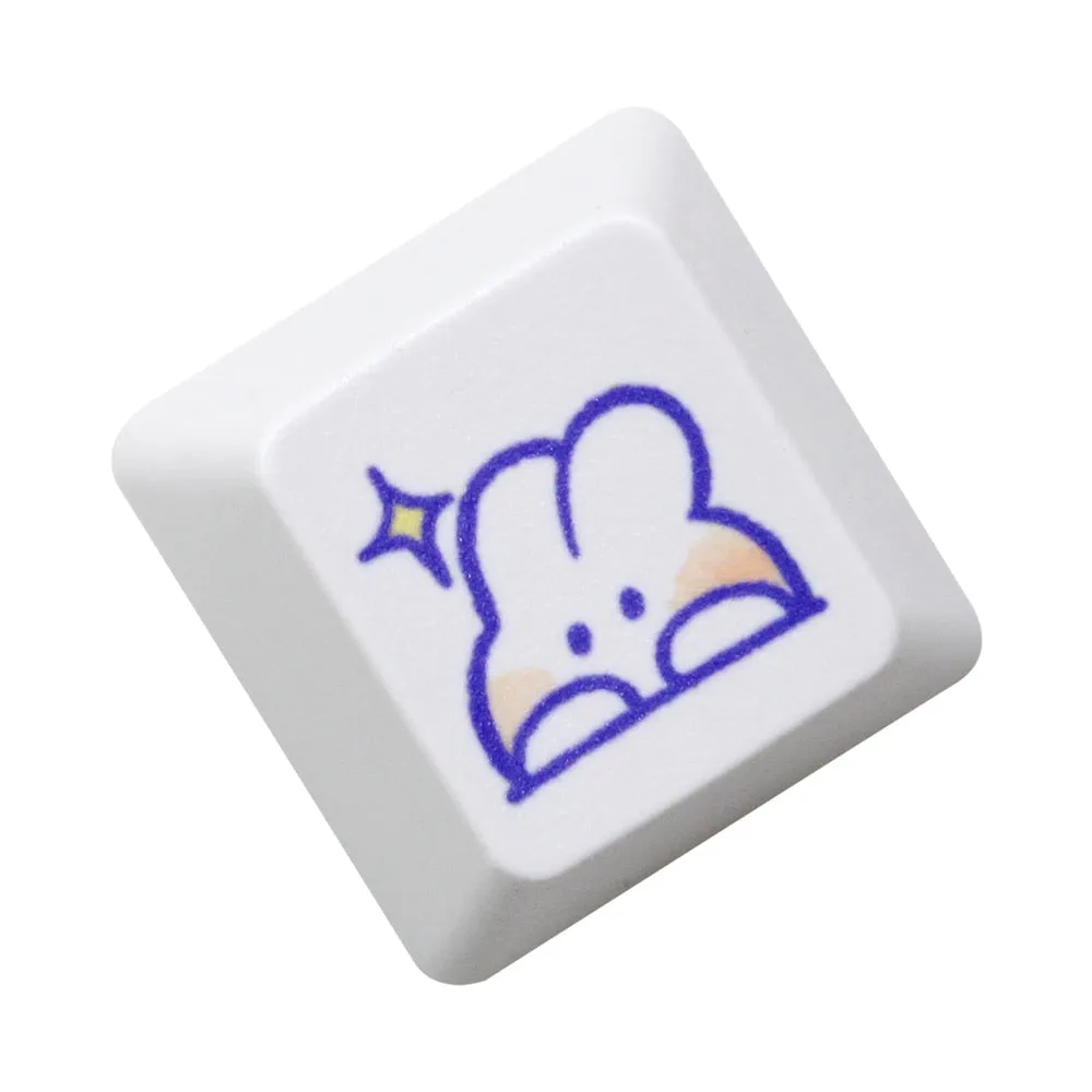Cute Little Bunny Keycap Rabbit Meme Keycap Dye Subbed keycaps for mx stem Gaming Mechanical Keyboards White Strawberry