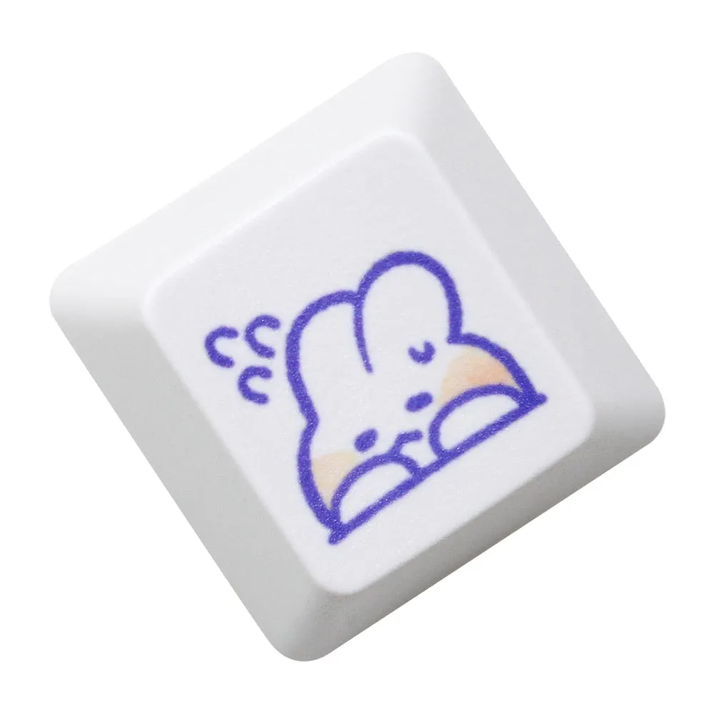 Cute Little Bunny Keycap Rabbit Meme Keycap Dye Subbed keycaps for mx stem Gaming Mechanical Keyboards White Strawberry