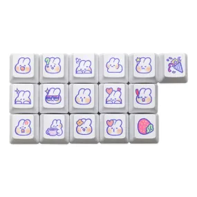 Cute Little Bunny Keycap Rabbit Meme Keycap Dye Subbed keycaps for mx stem Gaming Mechanical Keyboards White Strawberry