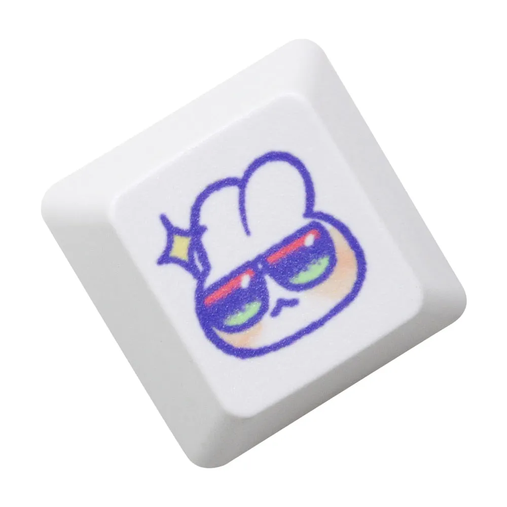 Cute Little Bunny Keycap Rabbit Meme Keycap Dye Subbed keycaps for mx stem Gaming Mechanical Keyboards White Strawberry