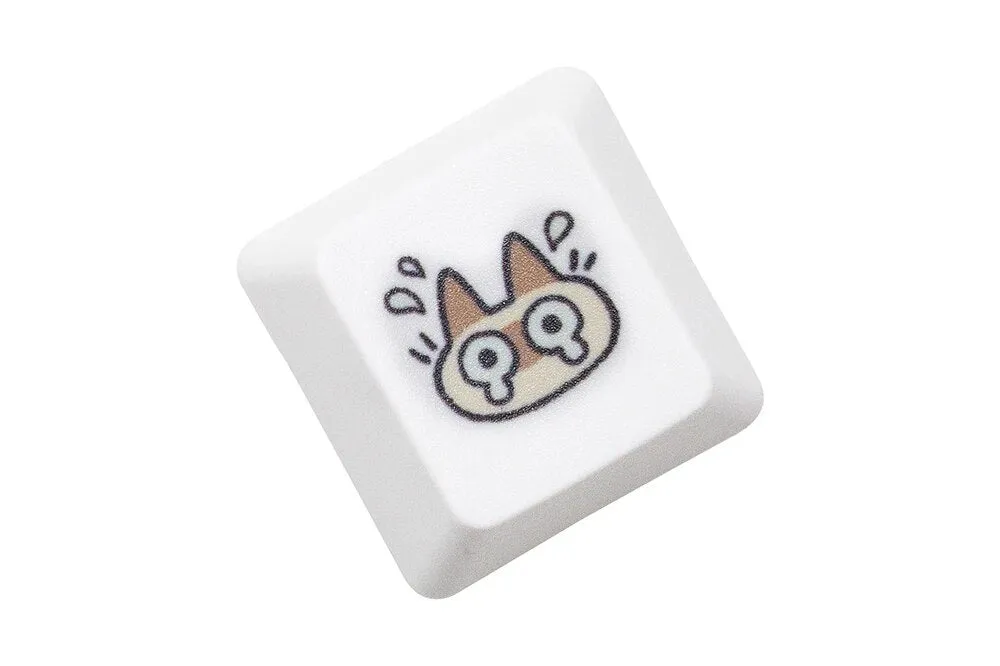 Cute Little Siamese cat Keycap  OEM Profile R1 R2 R3 Kitty Meme Keycap Dye Subbed keycaps for mx stem Gaming Mechanical Keyboards