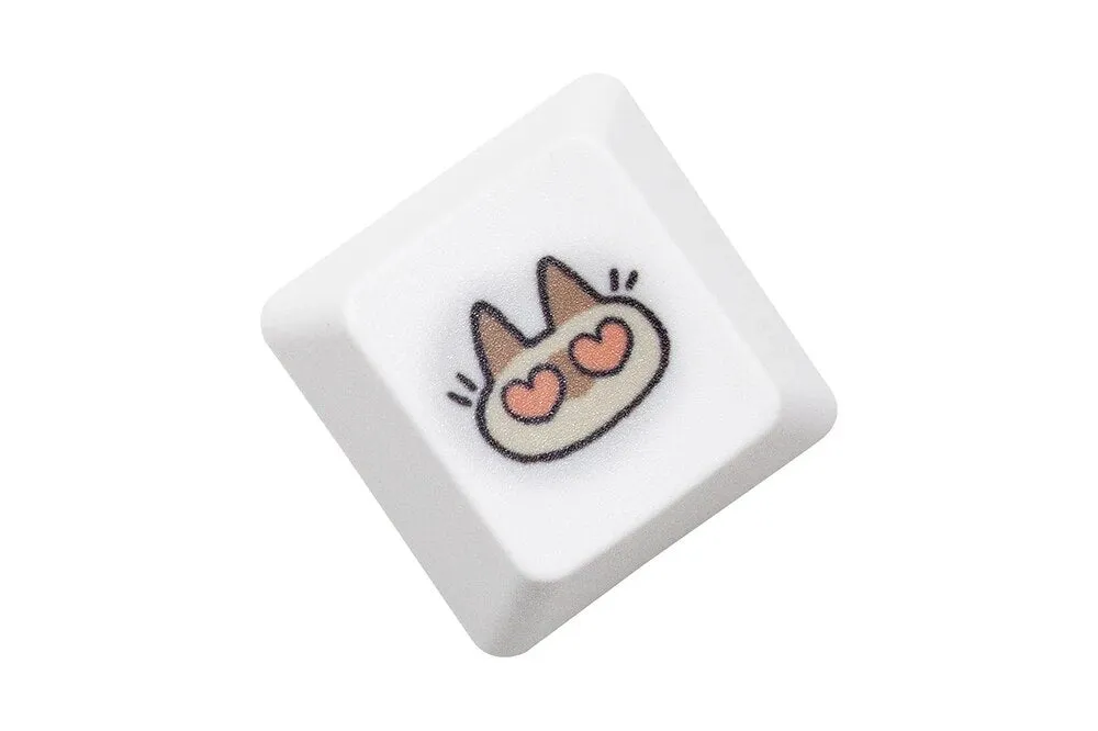 Cute Little Siamese cat Keycap  OEM Profile R1 R2 R3 Kitty Meme Keycap Dye Subbed keycaps for mx stem Gaming Mechanical Keyboards