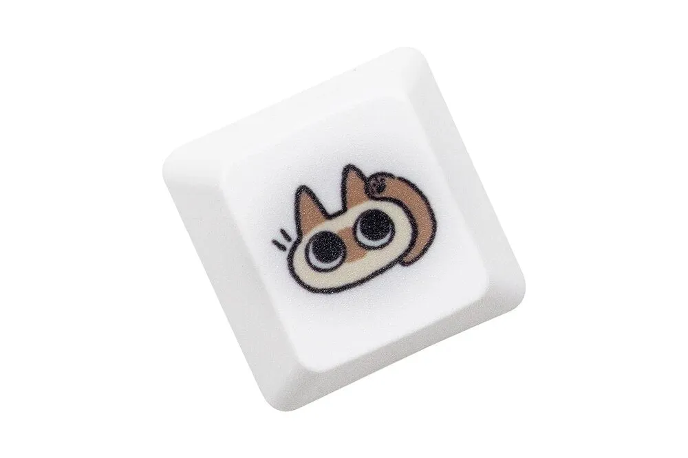 Cute Little Siamese cat Keycap  OEM Profile R1 R2 R3 Kitty Meme Keycap Dye Subbed keycaps for mx stem Gaming Mechanical Keyboards