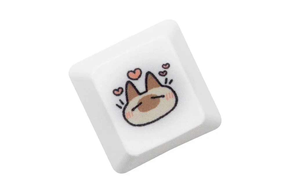 Cute Little Siamese cat Keycap  OEM Profile R1 R2 R3 Kitty Meme Keycap Dye Subbed keycaps for mx stem Gaming Mechanical Keyboards