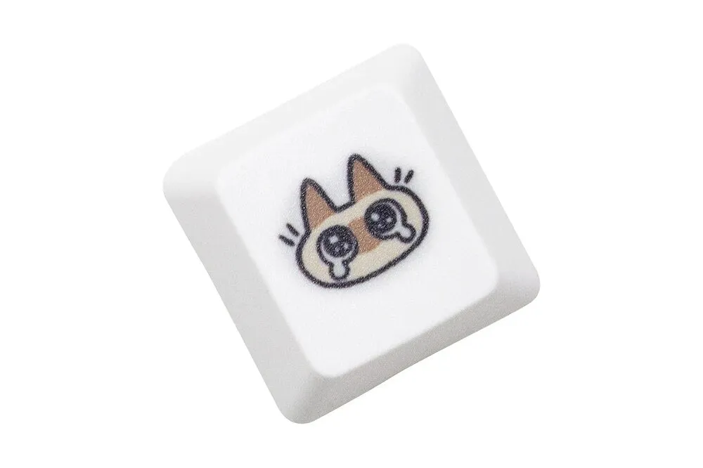 Cute Little Siamese cat Keycap  OEM Profile R1 R2 R3 Kitty Meme Keycap Dye Subbed keycaps for mx stem Gaming Mechanical Keyboards