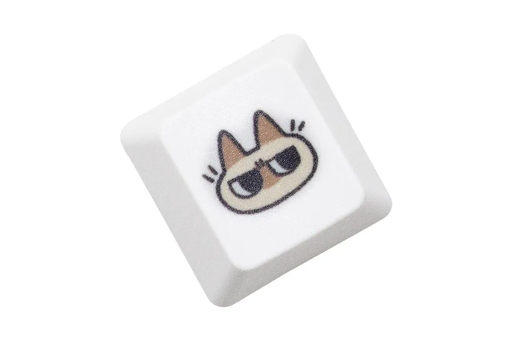 Cute Little Siamese cat Keycap  OEM Profile R1 R2 R3 Kitty Meme Keycap Dye Subbed keycaps for mx stem Gaming Mechanical Keyboards