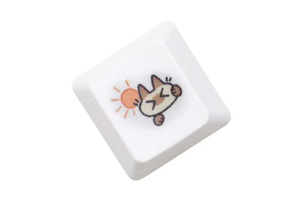 Cute Little Siamese cat Keycap  OEM Profile R1 R2 R3 Kitty Meme Keycap Dye Subbed keycaps for mx stem Gaming Mechanical Keyboards