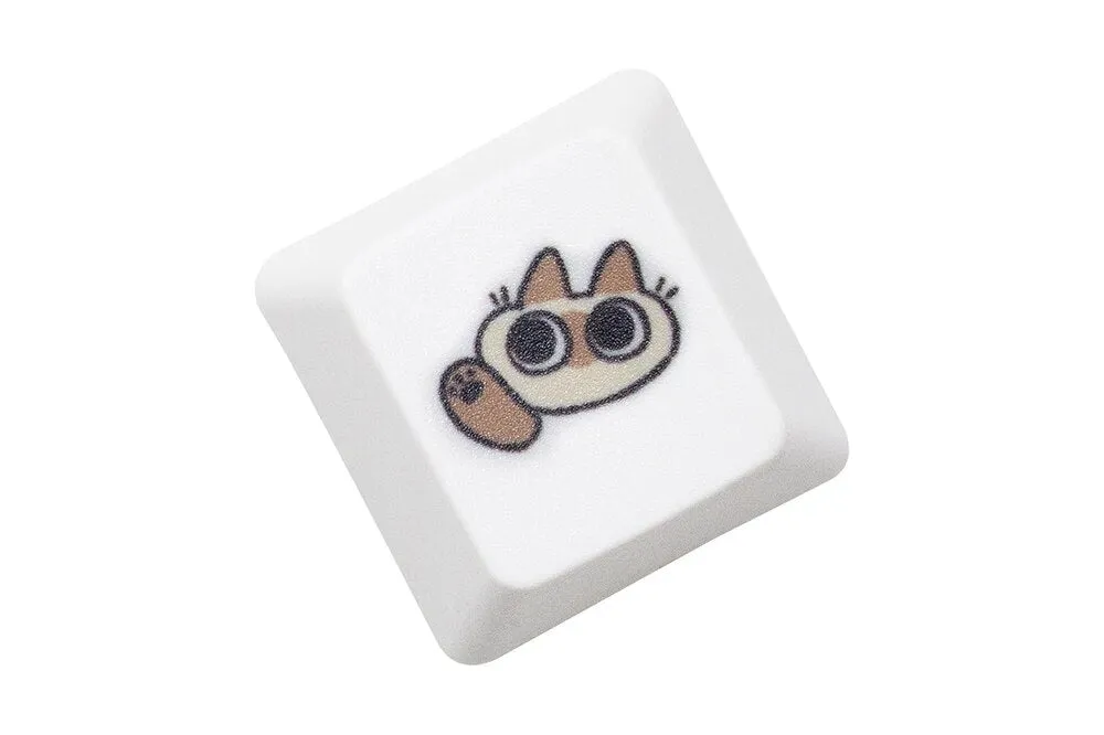 Cute Little Siamese cat Keycap  OEM Profile R1 R2 R3 Kitty Meme Keycap Dye Subbed keycaps for mx stem Gaming Mechanical Keyboards