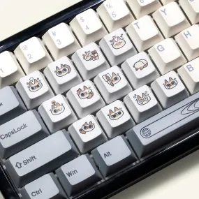 Cute Little Siamese cat Keycap  OEM Profile R1 R2 R3 Kitty Meme Keycap Dye Subbed keycaps for mx stem Gaming Mechanical Keyboards