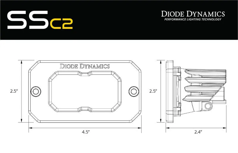 Diode Dynamics Stage Series 2 In LED Pod Sport - Yellow Flood Flush ABL (Pair)
