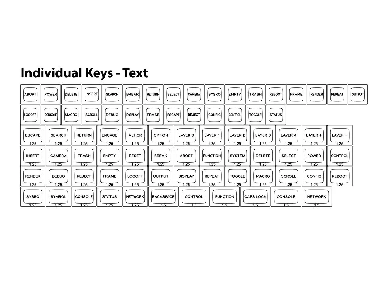 DSA Flex Individual Keycaps | Text Legends