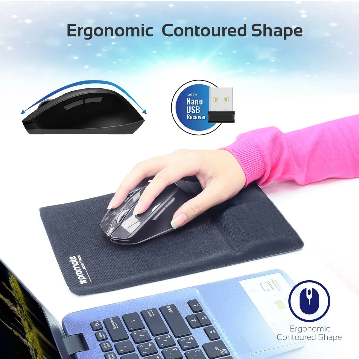 Ergonomically Designed 2.4GHz Wireless Mouse