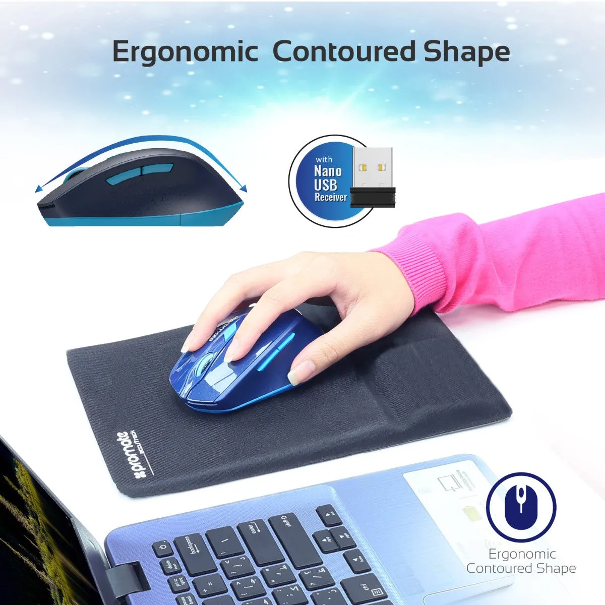 Ergonomically Designed 2.4GHz Wireless Mouse