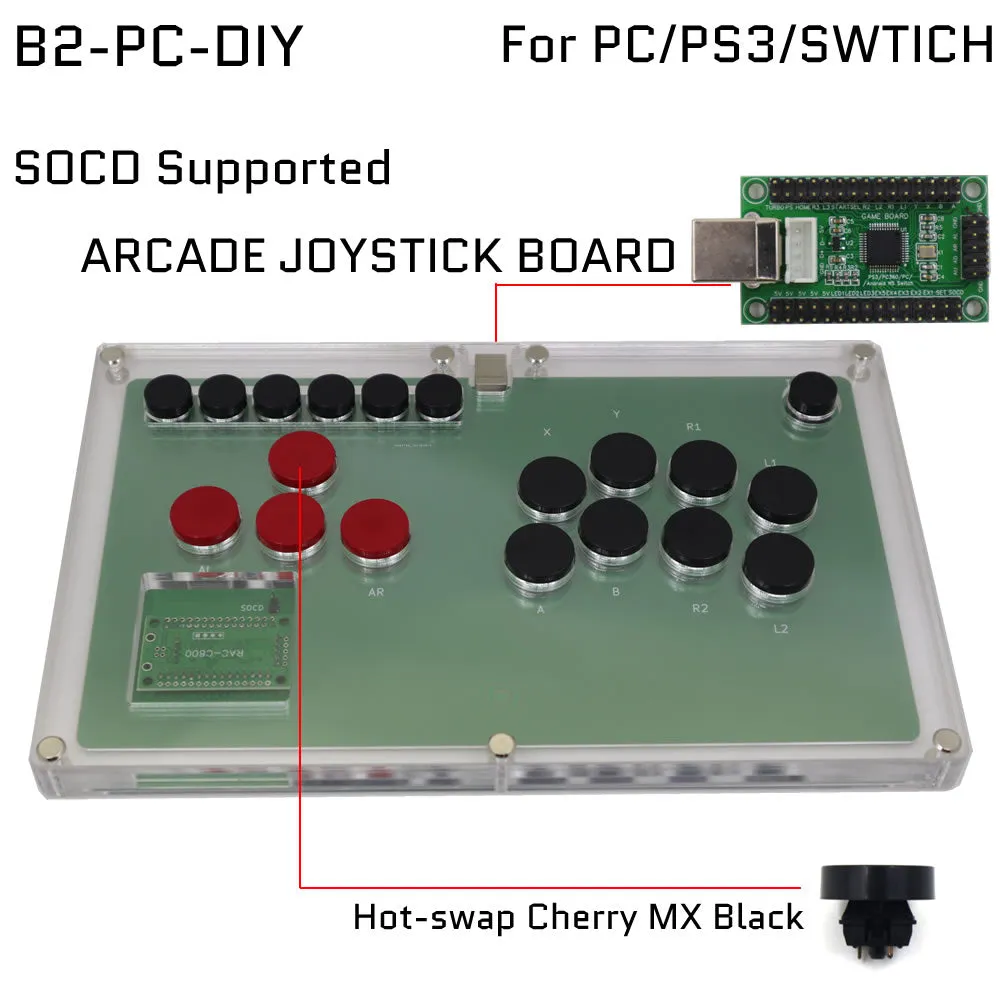 FightBox B2 All Button Leverless Arcade Game Controller for PC/PS/SWITCH