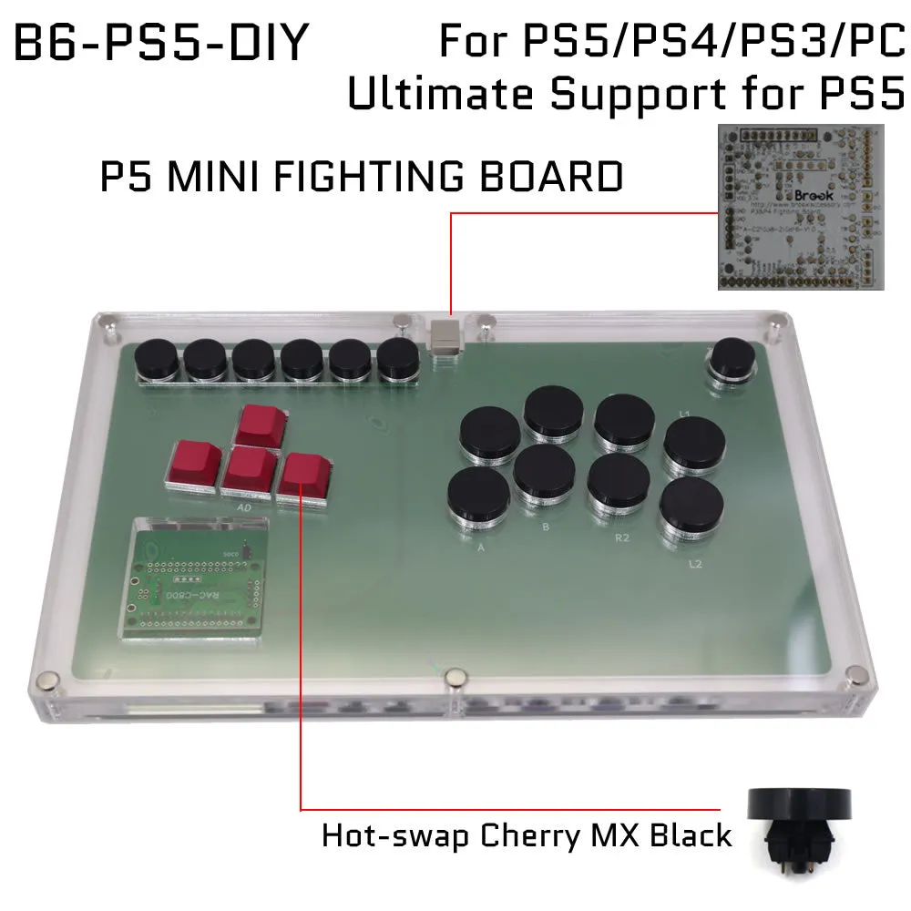 FightBox B6 Keyboard Button Leverless Arcade Game Controller for PC/PS/XBOX/SWITCH