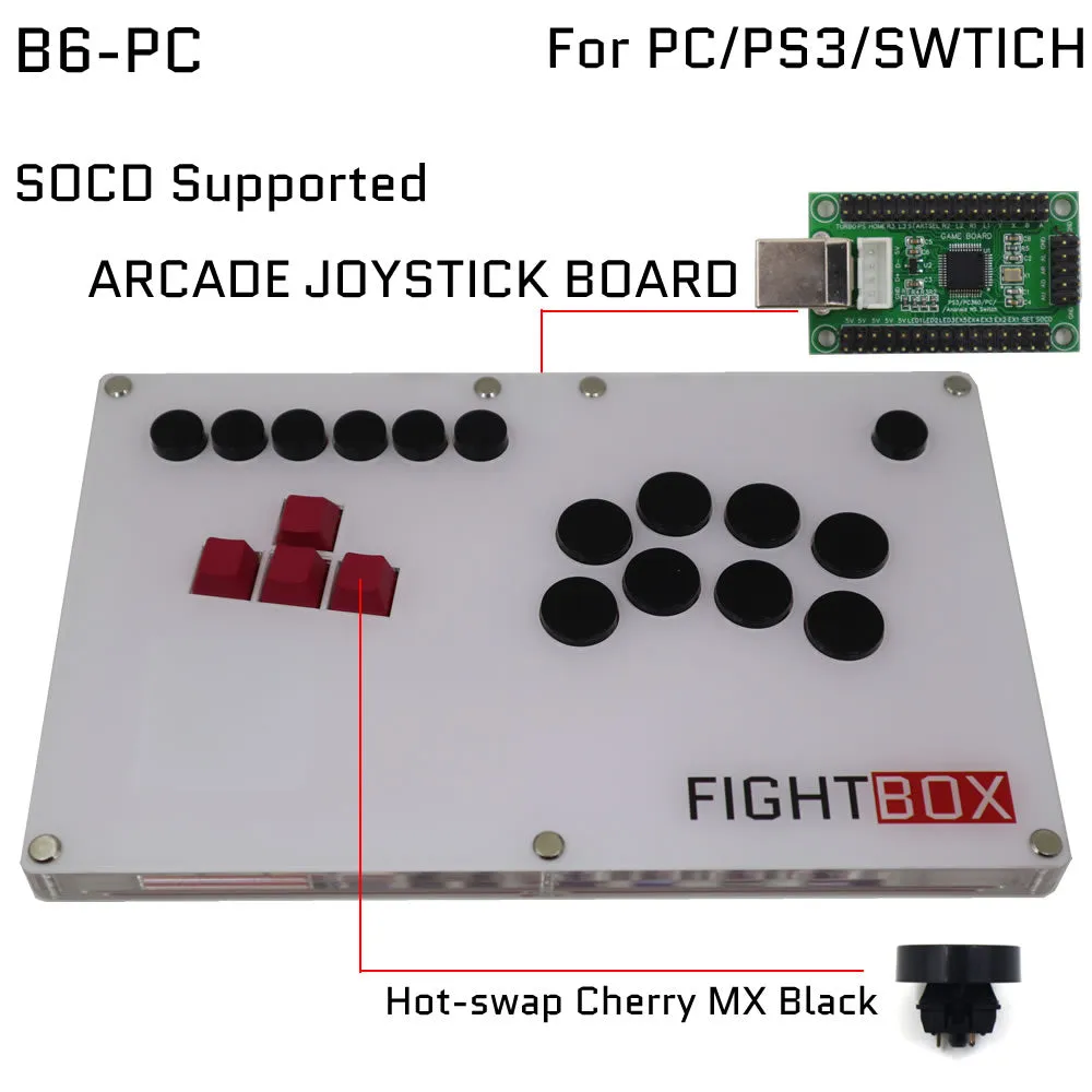FightBox B6 Keyboard Button Leverless Arcade Game Controller for PC/PS/XBOX/SWITCH