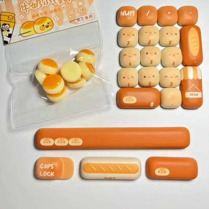 Fluffy Bread Bun Keycaps Set
