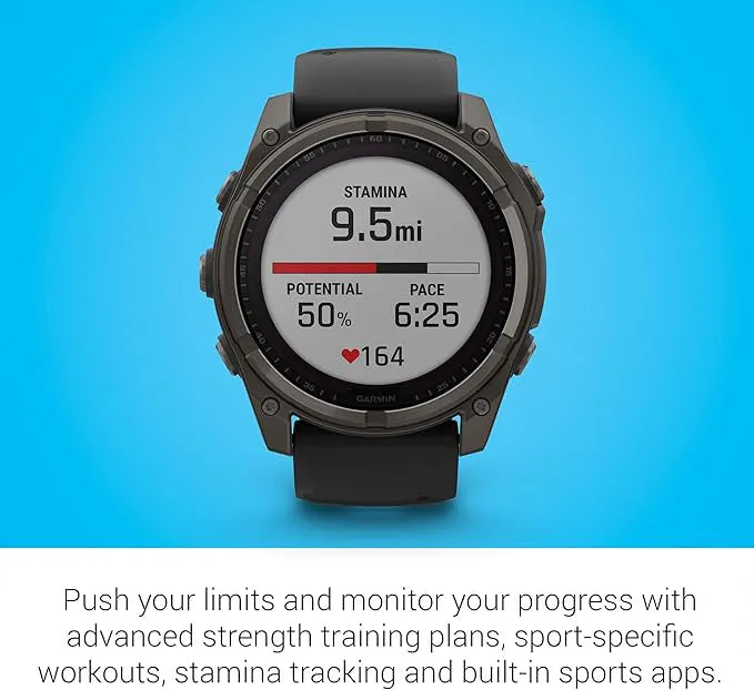 Garmin fēnix 8 Unisex Carbon Gray DLC Titanium with Pebble Gray Band Solar Amoled Sapphire Long-Lasting Battery Life Dive-Rated Built-in LED Flashlight 51 Millimeters Premium Multisport GPS Smartwatch - 010-02907-10