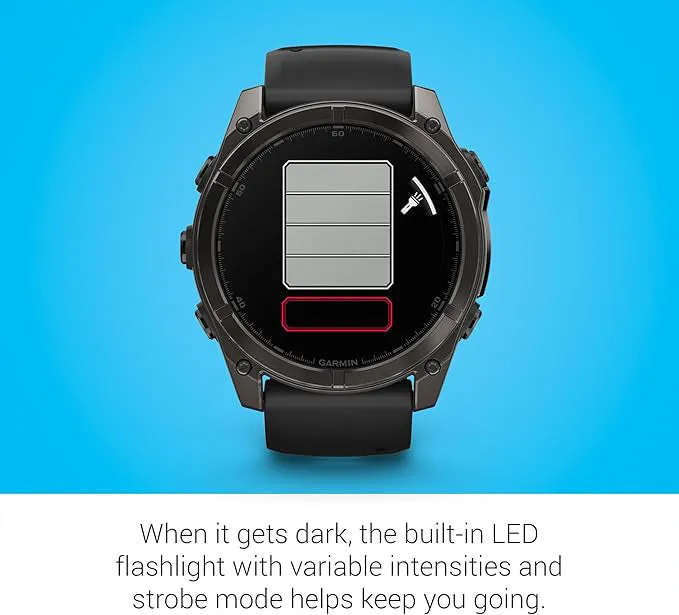 Garmin fēnix 8 Unisex Slate Gray with Black Band Amoled Long-Lasting Battery Life Dive-Rated Built-in LED Flashlight 51 Millimeters Premium Multisport GPS Smartwatch - 010-02905-00