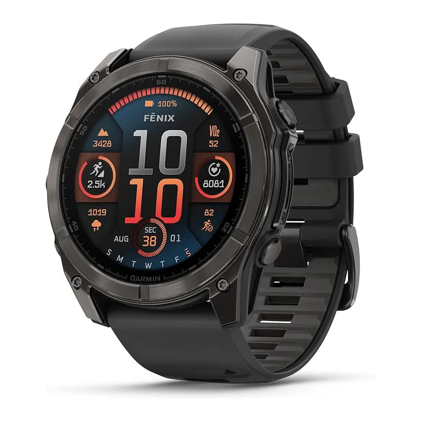 Garmin fēnix 8 Unisex Slate Gray with Black Band Amoled Long-Lasting Battery Life Dive-Rated Built-in LED Flashlight 51 Millimeters Premium Multisport GPS Smartwatch - 010-02905-00