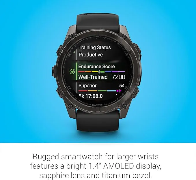 Garmin fēnix 8 Unisex Slate Gray with Black Band Amoled Long-Lasting Battery Life Dive-Rated Built-in LED Flashlight 51 Millimeters Premium Multisport GPS Smartwatch - 010-02905-00