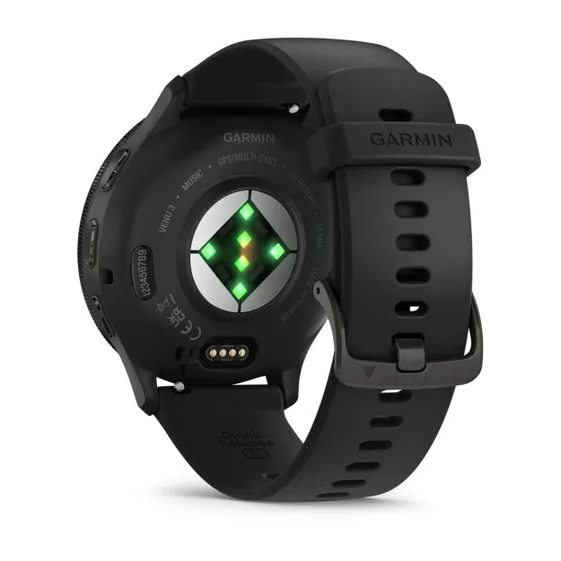Garmin Venu 3 Stainless Steel Bezel Silicone Band - Black | 49-GAR-010-02784-01